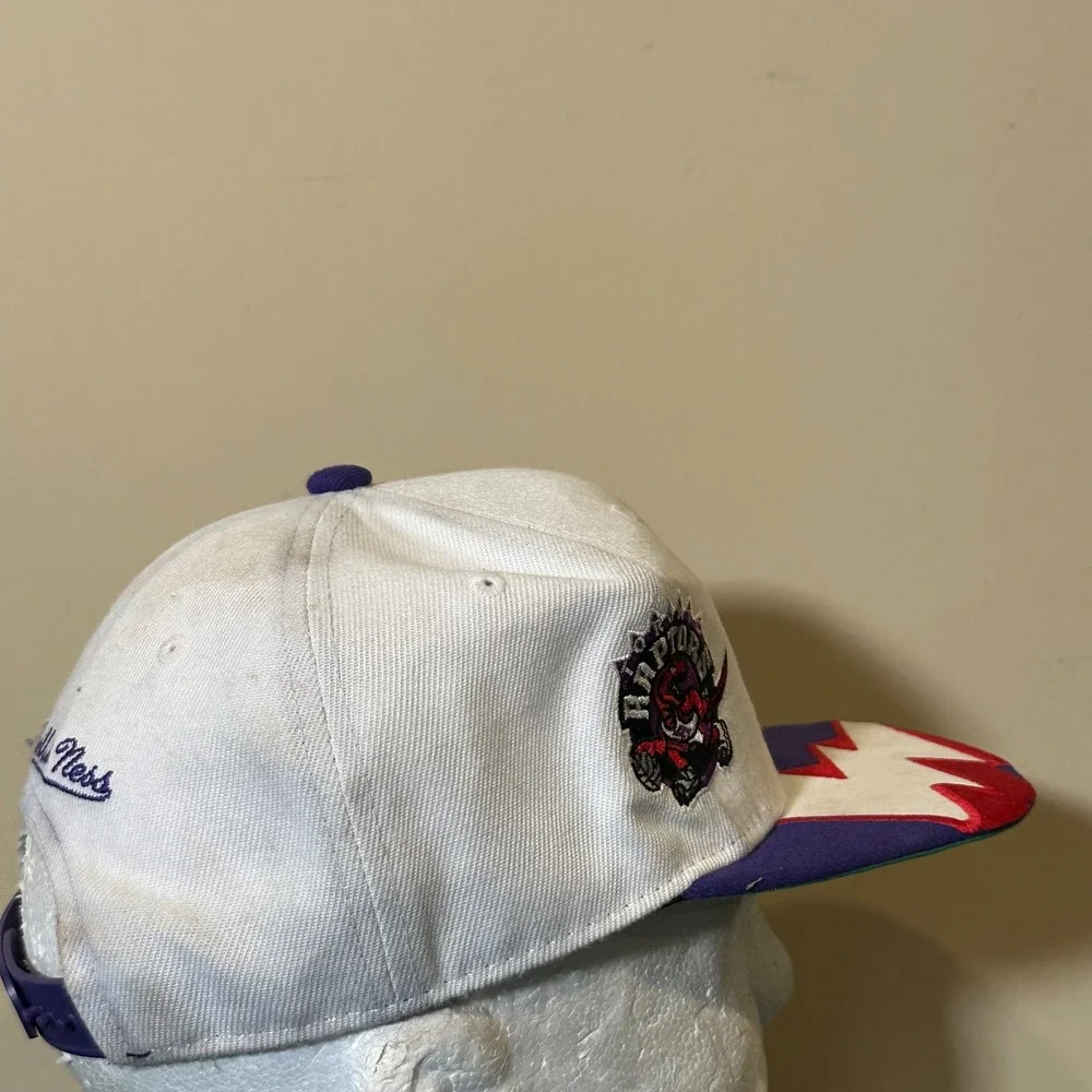Mitchell & Ness Toronto Raptors Youth Snapback Hat White Purple Lightning Bolt